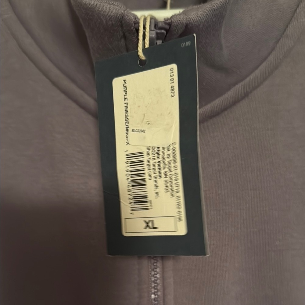 NWT! Purple Bomber-fit Sweatshirt with Stand-up Collar and Relaxed Fit - Picture 3 of 4